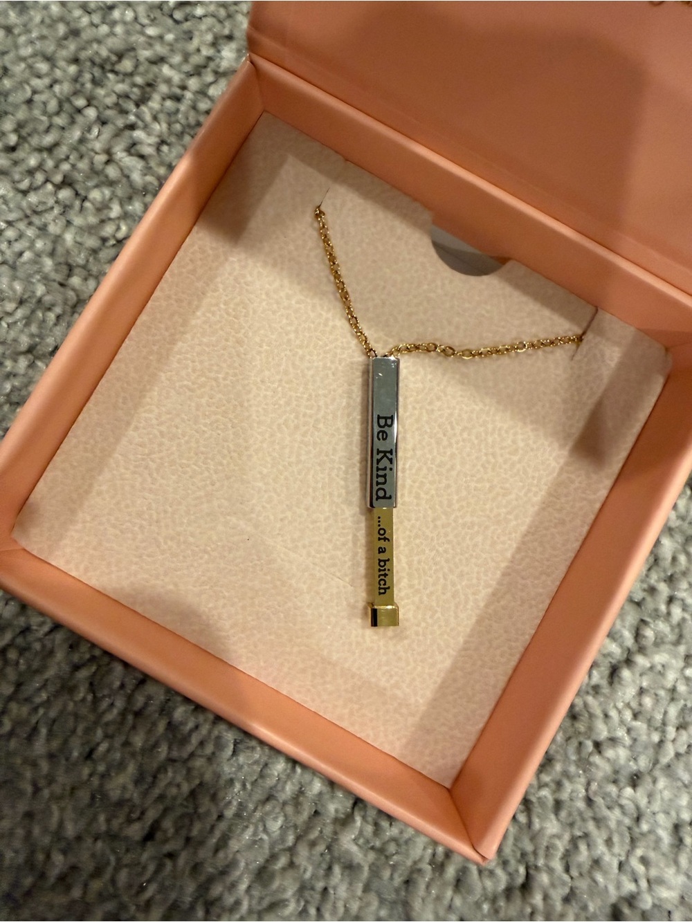 Olivia Jewelry Gold Bar Necklace Pendant - "Be Kind" and “Be Kind of a b*tch”